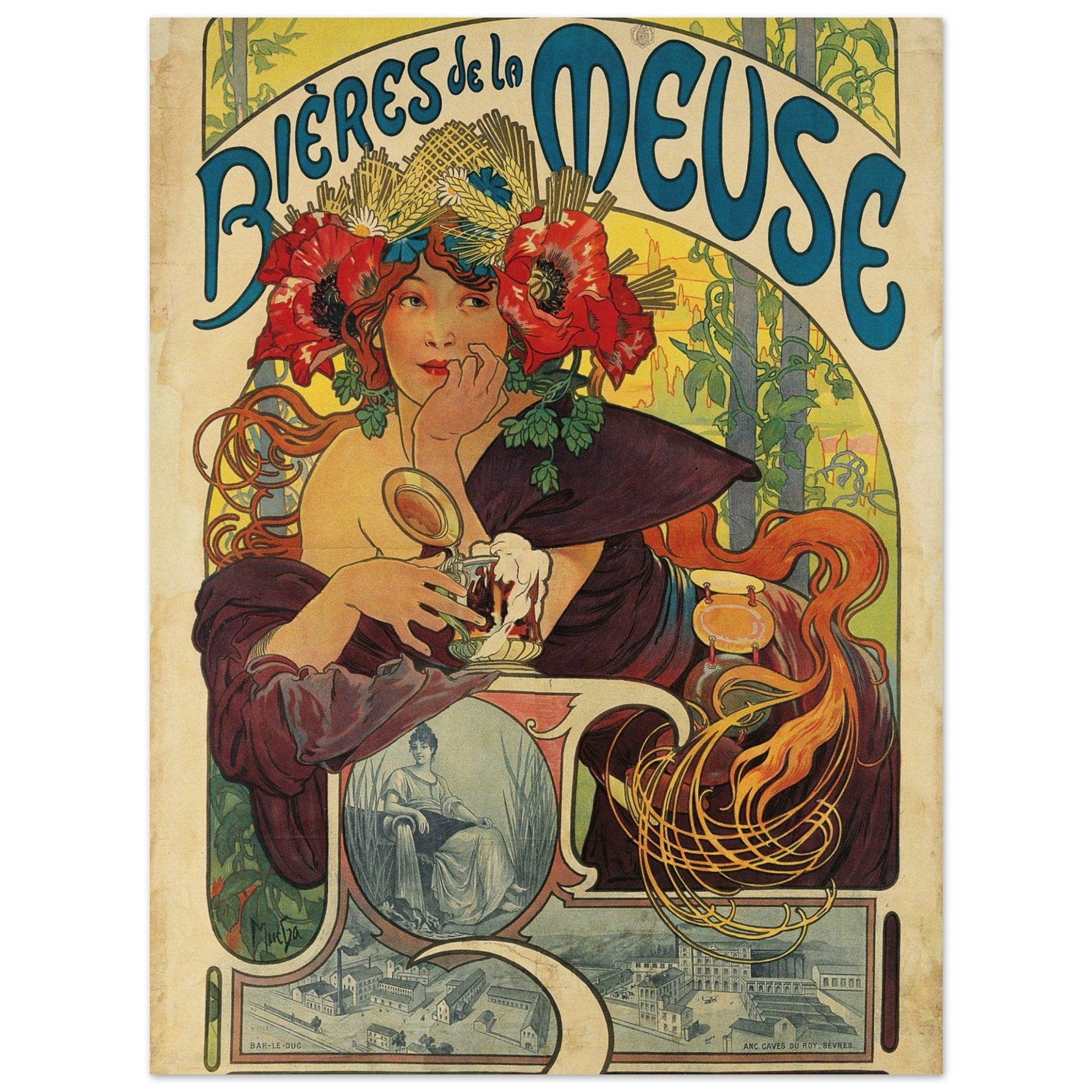 Bières De La Meuse (1897) by Alphonse Mucha - Print Material - Master's Gaze