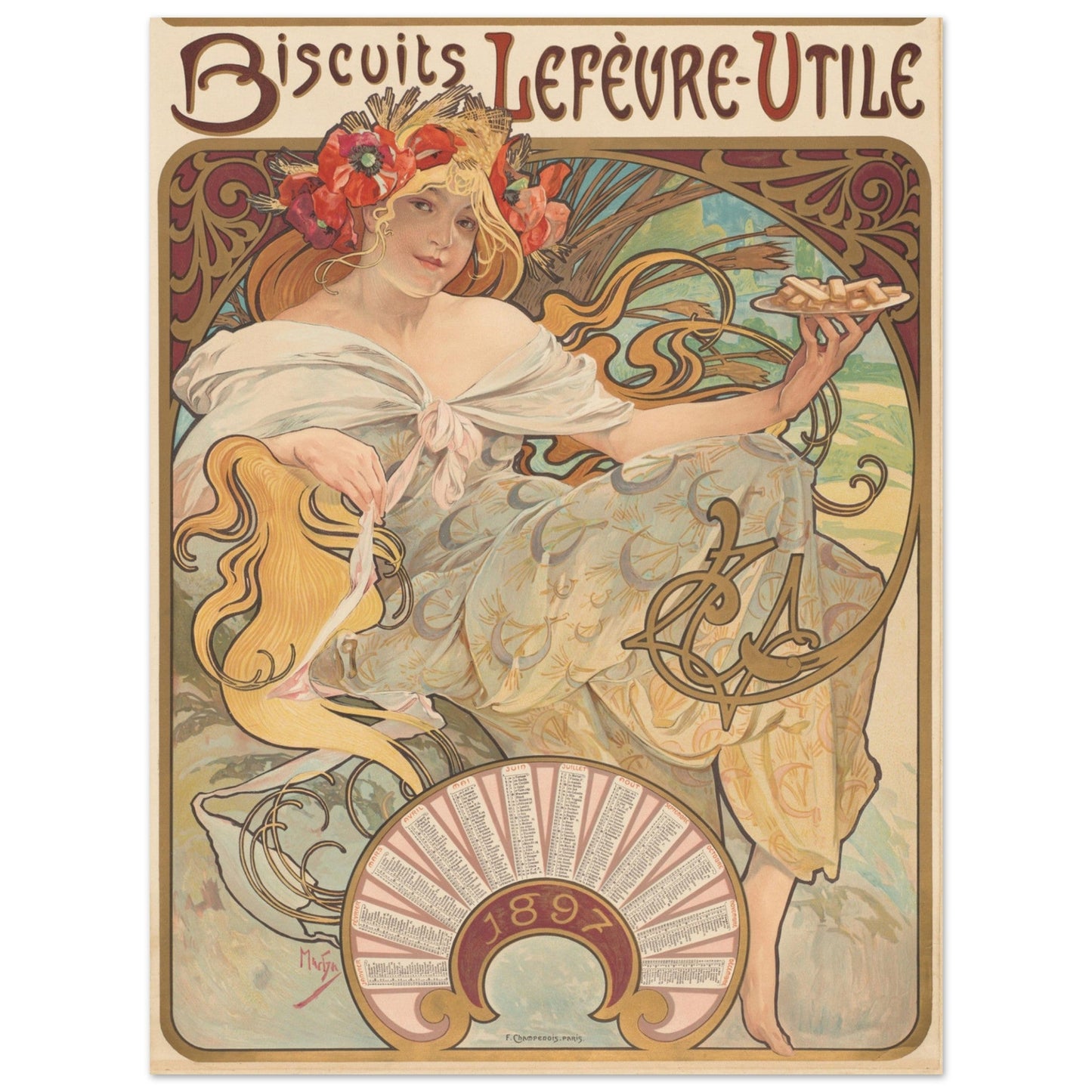 Biscuits Lefèvre-Utile (1896) by Alphonse Mucha - Print Material - Master's Gaze