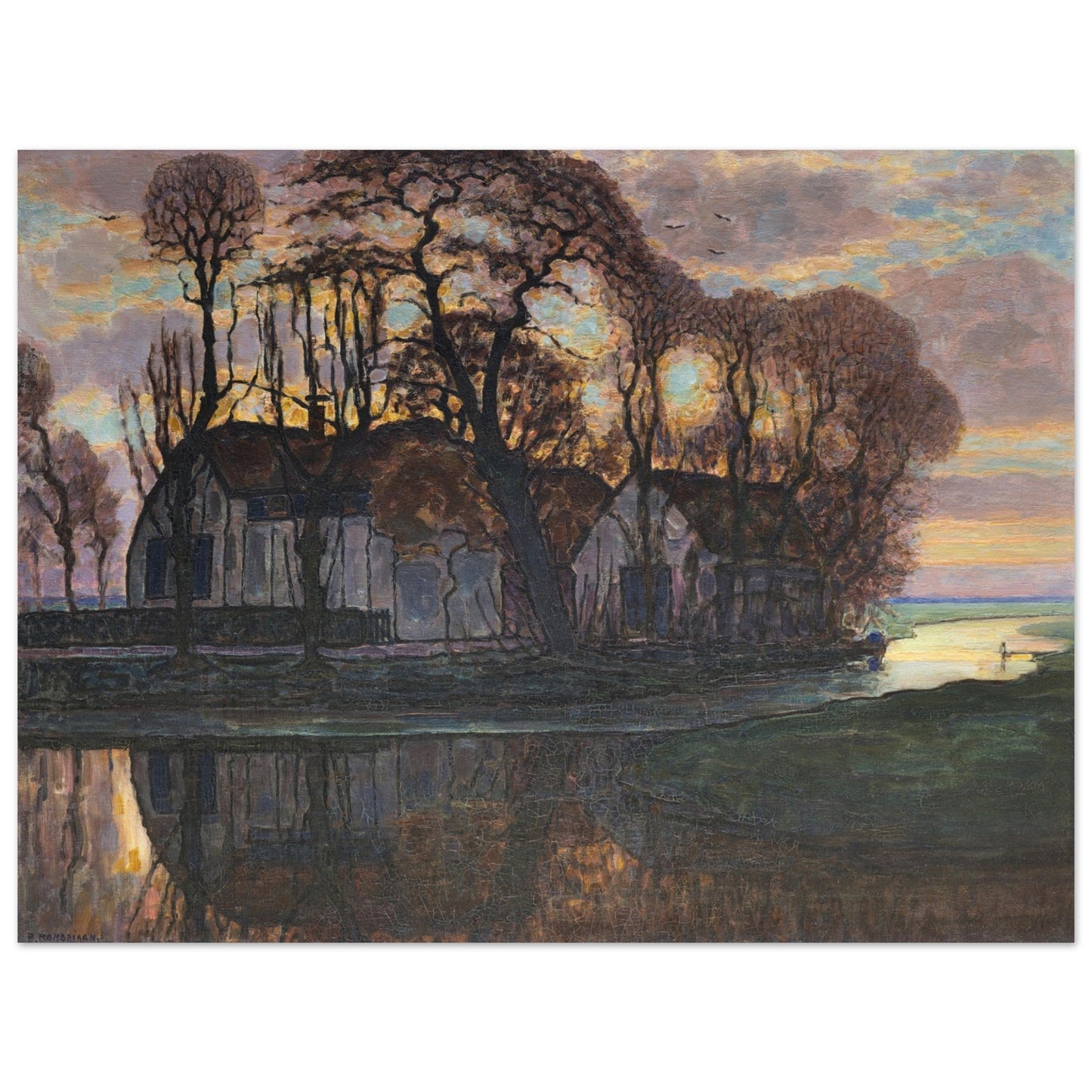 Farm Near Duivendrecht, in the Evening (About 1916) by Piet Mondrian - Print Material - Master's Gaze