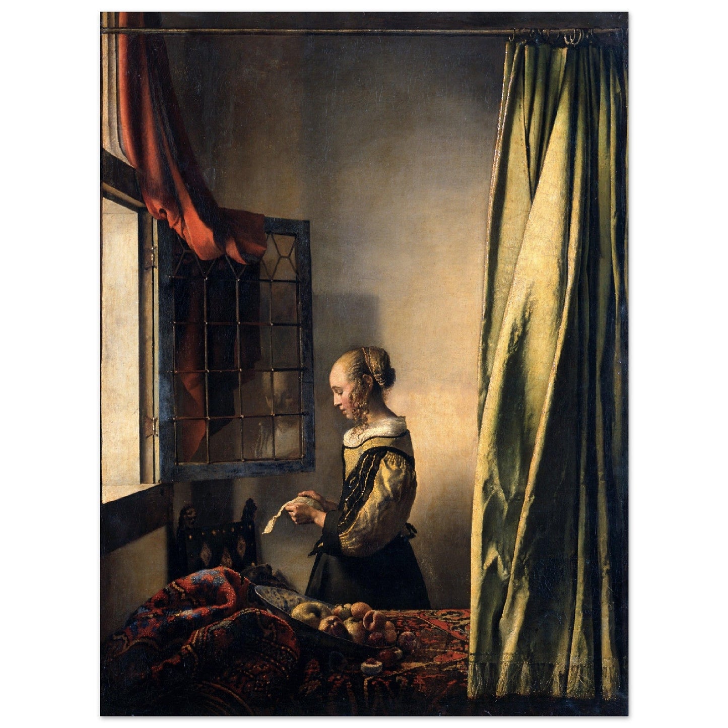 Girl Reading A Letter By An Open Window by Johannes Vermeer - Print Material - Master's Gaze