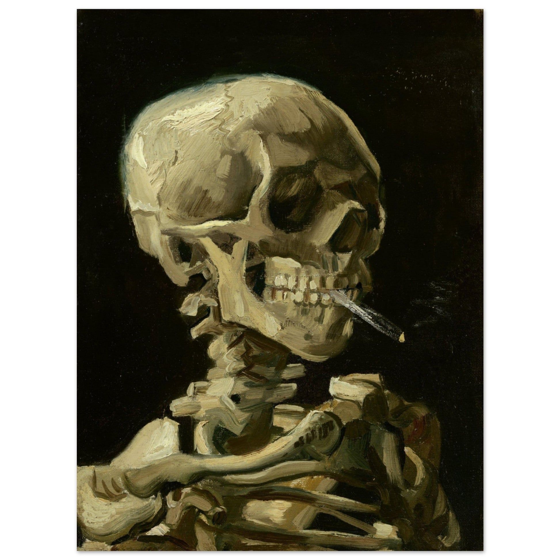 Head Of A Skeleton With A Burning Cigarette by Van Gogh - Print Material - Master's Gaze