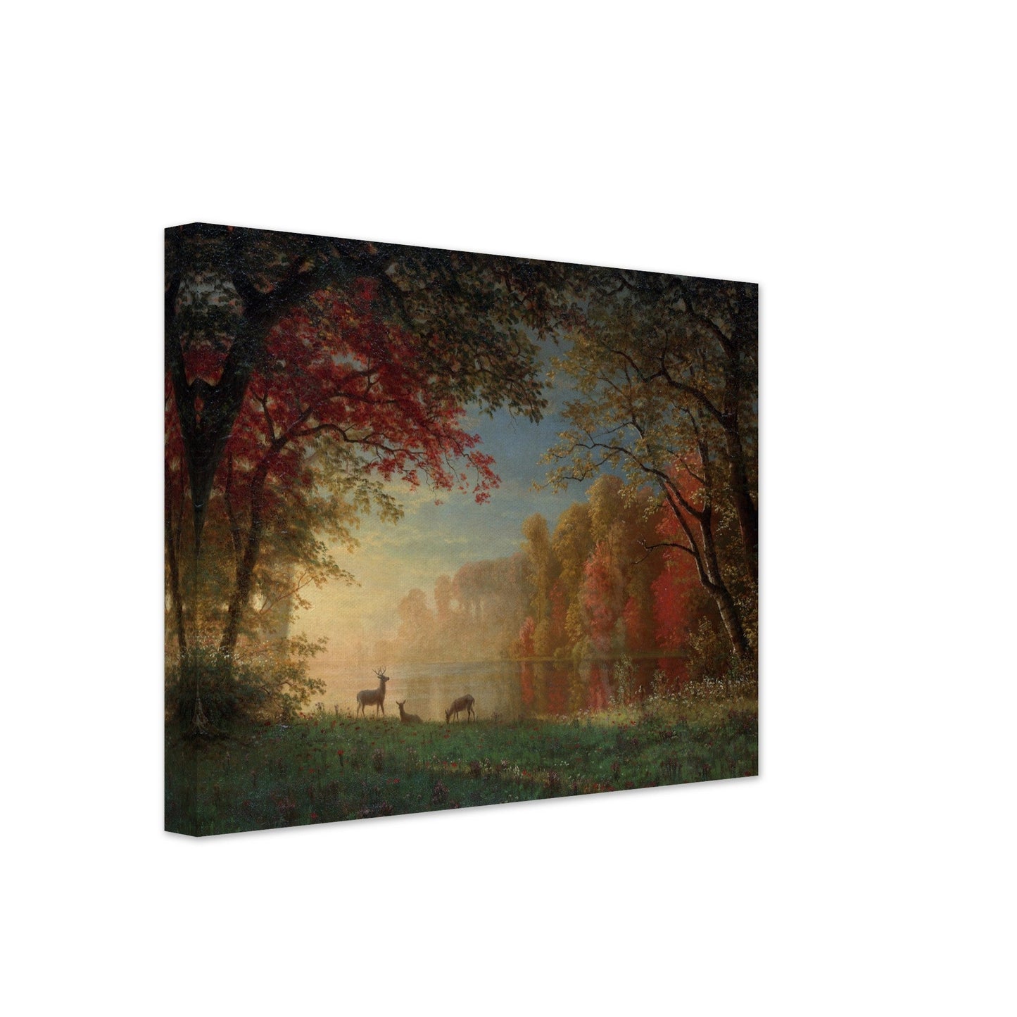 Indian Sunset, Deer by a Lake (ca. 1880–90) by Albert Bierstadt - Print Material - Master's Gaze