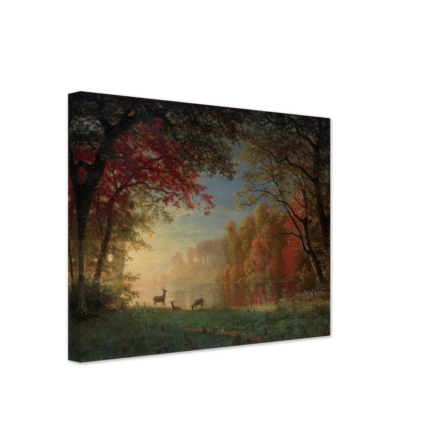 Indian Sunset, Deer by a Lake (ca. 1880–90) by Albert Bierstadt - Print Material - Master's Gaze