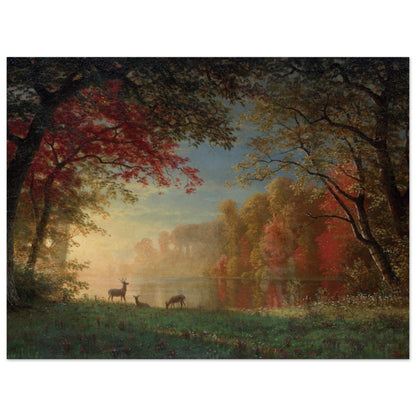 Indian Sunset, Deer by a Lake (ca. 1880–90) by Albert Bierstadt - Print Material - Master's Gaze