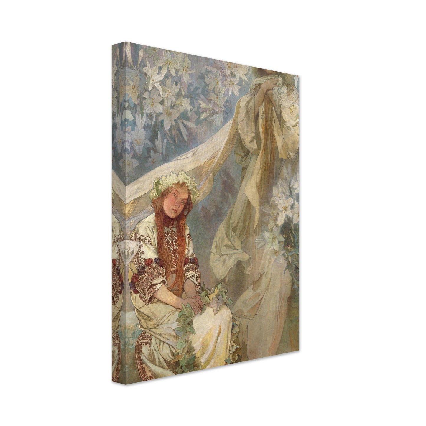 Madonna of the Lilies (1905) by Alphonse Mucha - Print Material - Master's Gaze