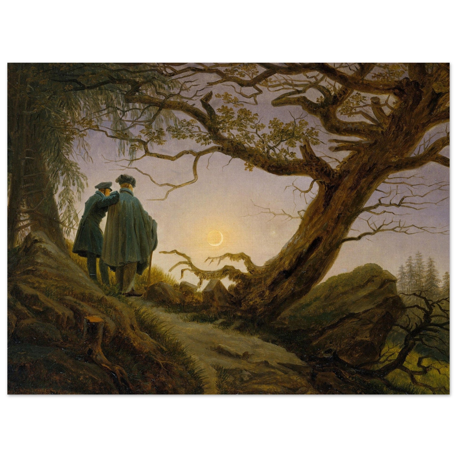 Man and Woman contemplating the moon (circa 1824) by Caspar David Friedrich - Print Material - Master's Gaze