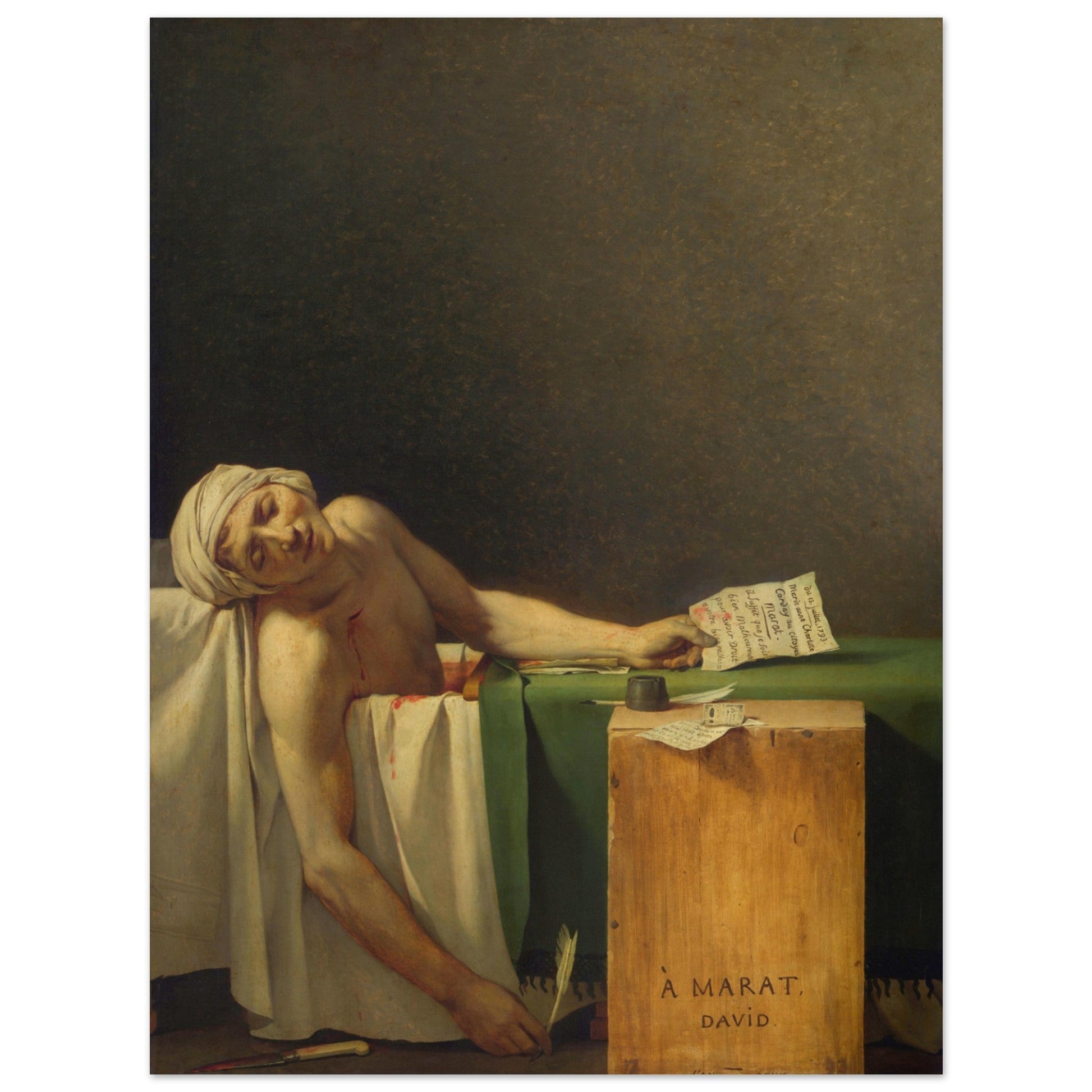 Marat Assassinated (1793) by Jacques Louis David - Print Material - Master's Gaze