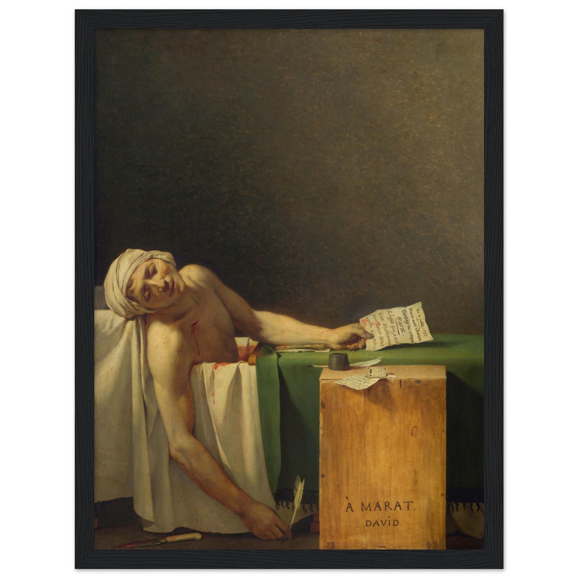 Marat Assassinated (1793) by Jacques Louis David - Print Material - Master's Gaze