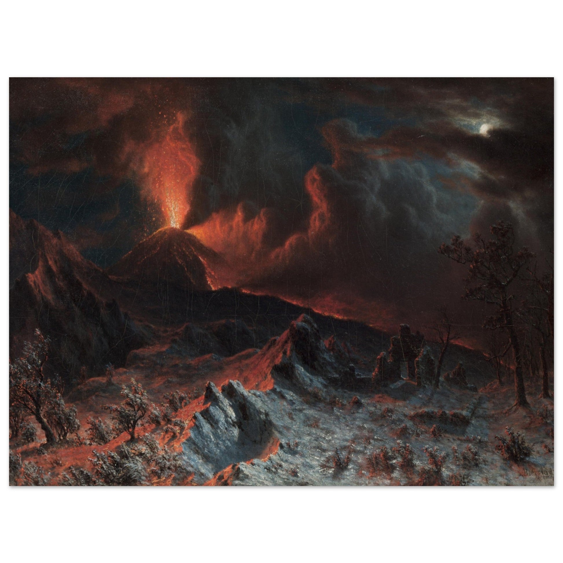 Mount Vesuvius at Midnight (1868) by Albert Bierstadt - Print Material - Master's Gaze