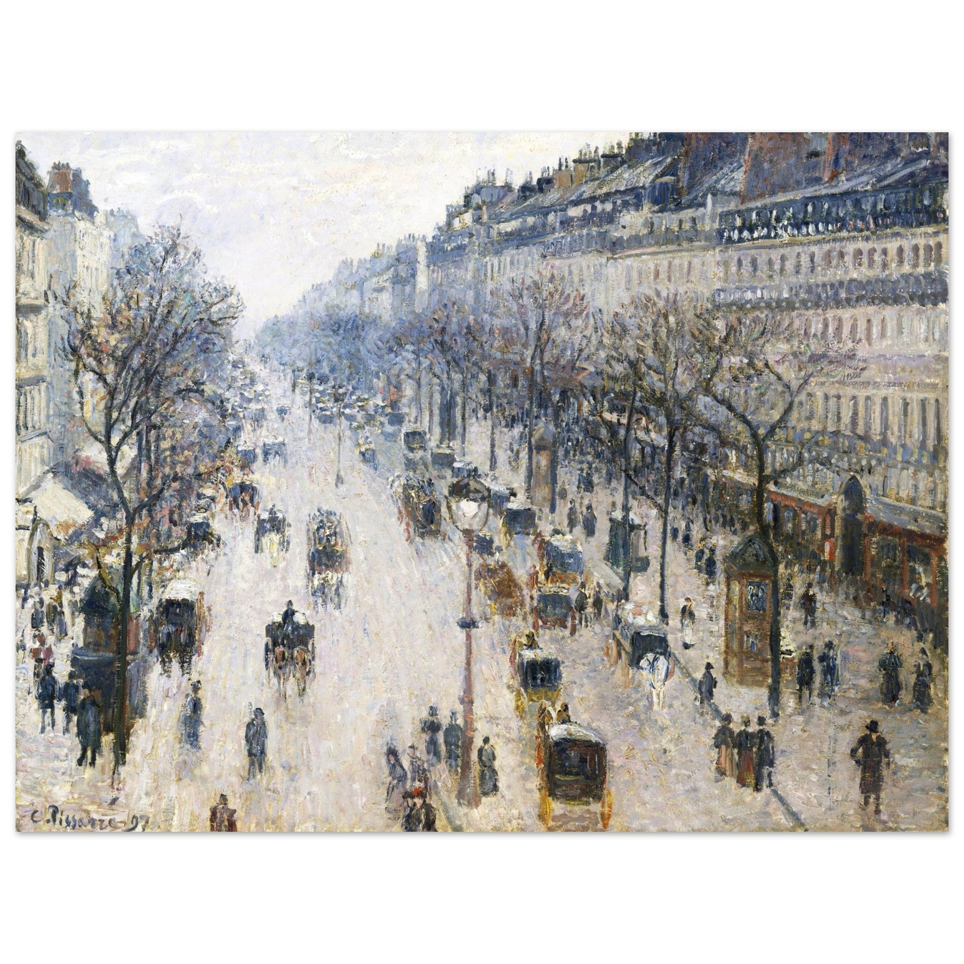 The Boulevard Montmartre on a Winter Morning by Camille Pissarro (1897) - Print Material - Master's Gaze