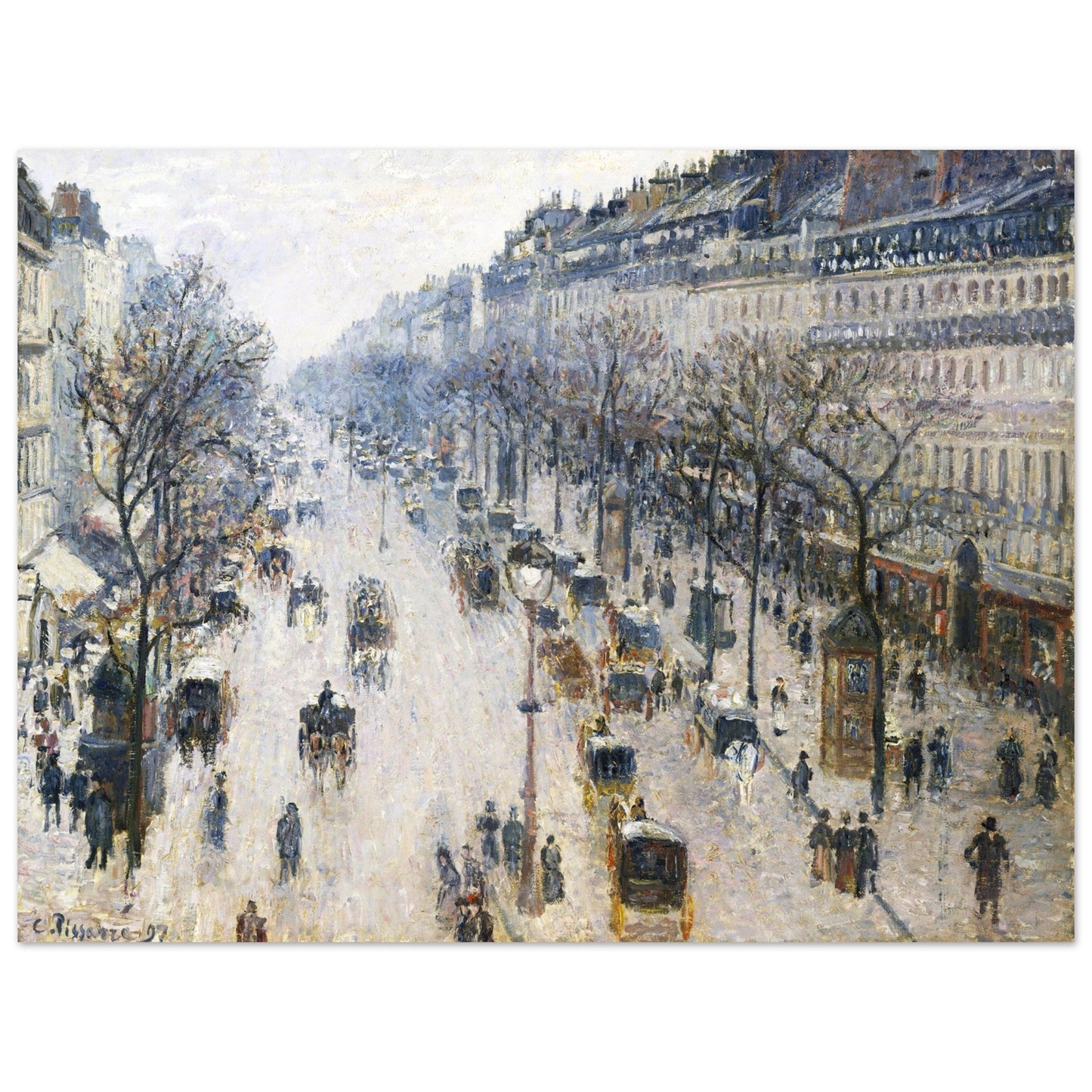 The Boulevard Montmartre on a Winter Morning by Camille Pissarro (1897) - Print Material - Master's Gaze