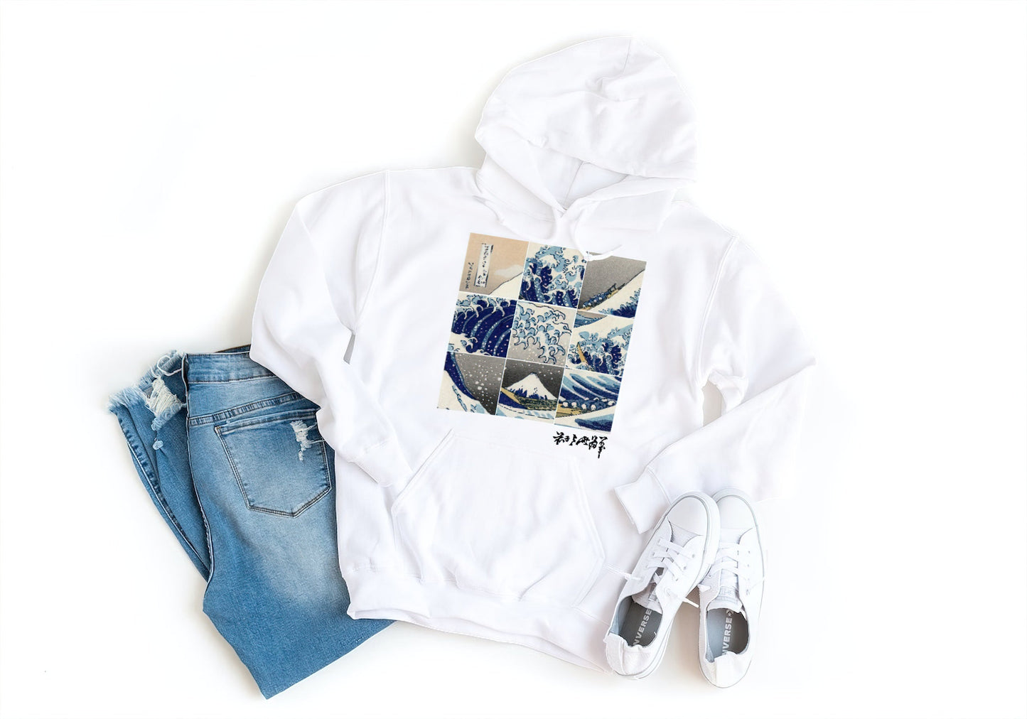 The Great Wave by Hokusai, Hoodie Art Apparel Collection - Print Material - Master's Gaze