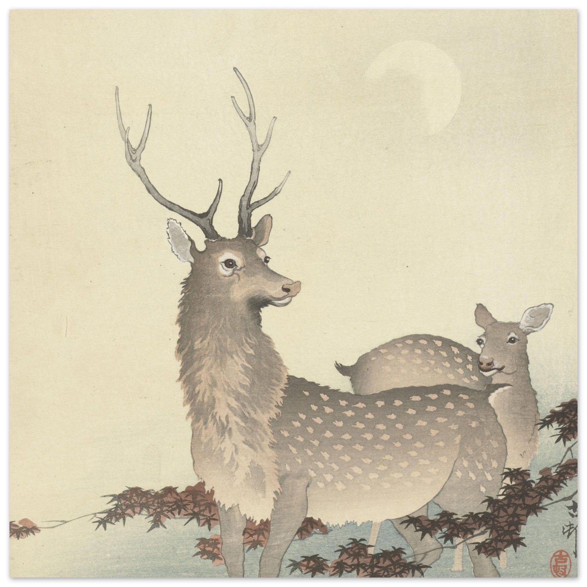 Two Deer (1900 - 1930) by Ohara Koson - Print Material - Master's Gaze