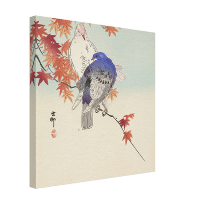 Two pigeons on autumnal branch (1900 - 1936) by Ohara Koson - Print Material - Master's Gaze